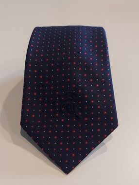 Vintage Countess Mara Navy Polka Dot Silk Tie